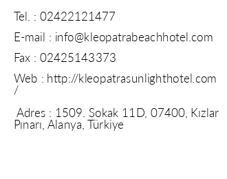 Kleopatra Sun Light Hotel iletiim bilgileri